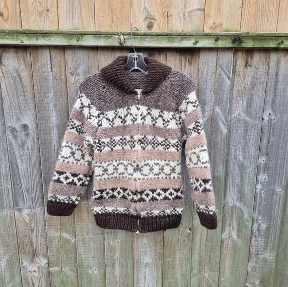 Vintage Cowichan Cardigan Sweater Thick Warm Wool - Picture 16 of 17